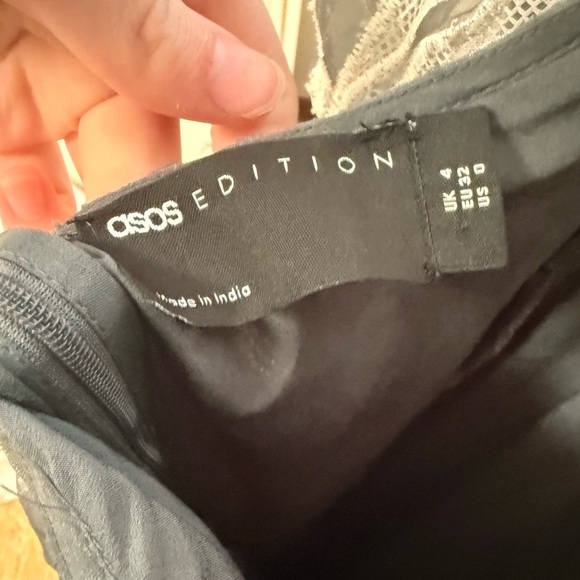 ASOS Edition Charcoal Dress with Ivory Detailing - Picture 4 of 4